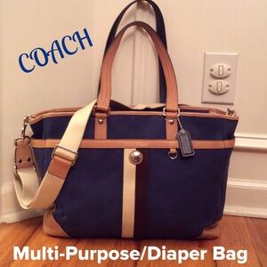Coach Blue and Tan Multi-Purpose Bag